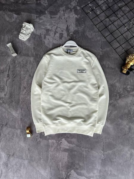 Мужской свитшот Balmain белый Кофта Бальман без капюшона Моло-760-32 фото