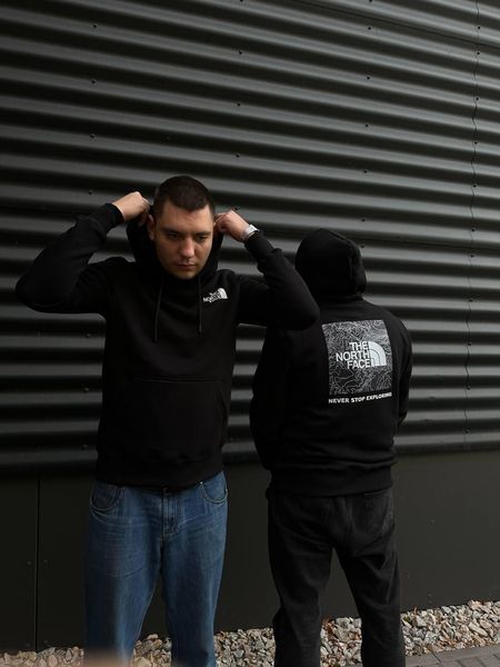 Чоловіча зимова кофта The North Face чорна Худі ТНФ із принтом Glad-1 фото