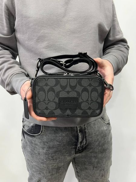 Сумка крос-боді чоловіча Coach чорна Барсетка через плече Коач Cap-3074 фото