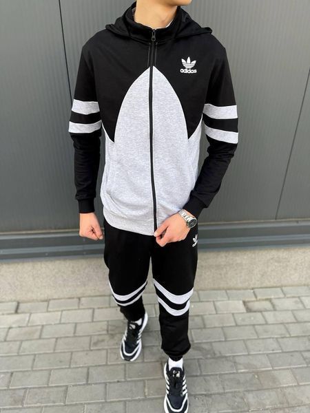 Чоловічий спортивний костюм Adidas сірий з чорним Комплект Адідас Олімпійка Штани pav-160 фото