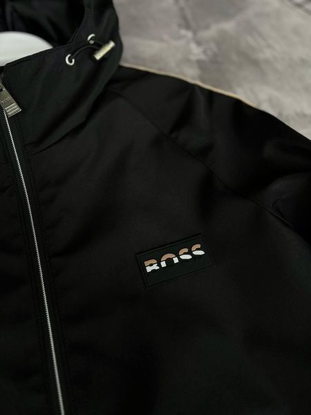 Чоловіча ветровка Hugo Boss з капюшоном чорна Куртка Хьюго Босс з плащової тканини Моло-Boss5 фото