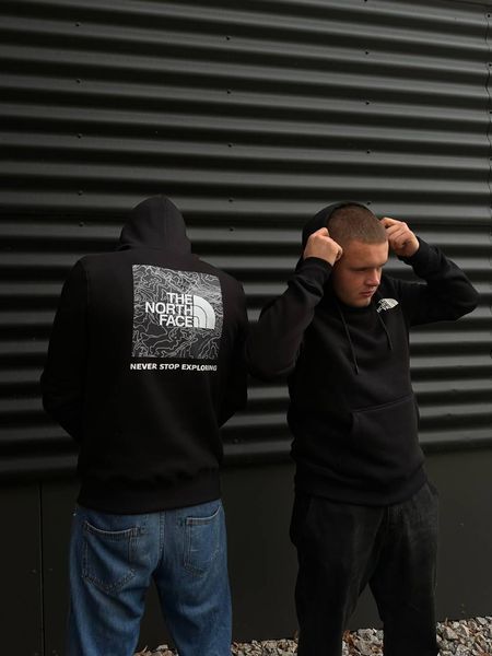 Чоловіча зимова кофта The North Face чорна Худі ТНФ із принтом Glad-1 фото