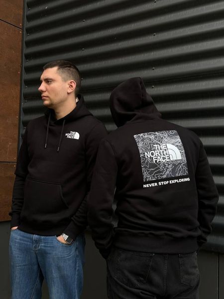 Чоловіча зимова кофта The North Face чорна Худі ТНФ із принтом Glad-1 фото