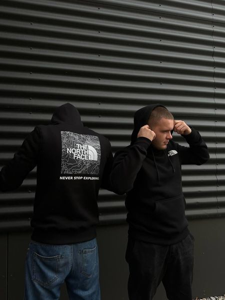 Чоловіча зимова кофта The North Face чорна Худі ТНФ із принтом Glad-1 фото