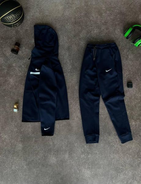 Чоловічий спортивний костюм Nike синій з капюшоном на блискавці Моло-S-T69 фото