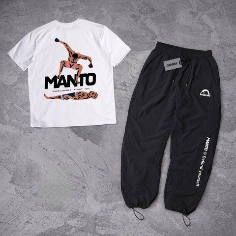 Мужской летний костюм Manto Stomp Футболка Штаны белый Комплект Манто Ads-296 фото