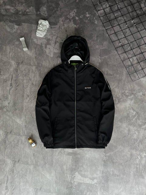Мужская ветровка Hugo Boss с капюшоном черная Куртка Хьюго Босс из плащевки демисезонная Моло-Boss5 фото