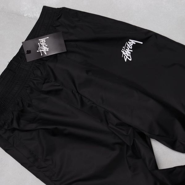 Мужские штаны Stussy черные Брюки Стусси из плащевки на резинке Ads-197 фото