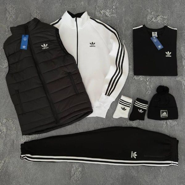 Чоловічий зимовий спортивний костюм Adidas білий Набір Адідас Костюм Жилет Шапка Футболка без капюшона Хар-691 фото