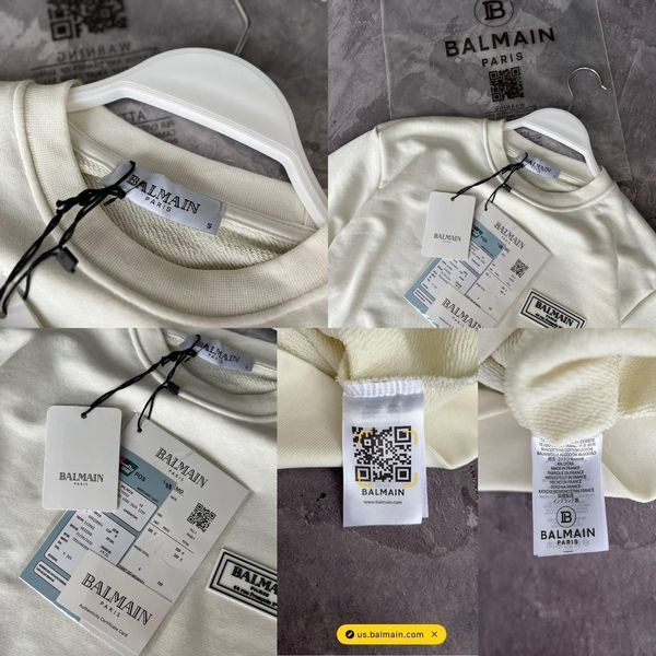 Мужской свитшот Balmain белый Кофта Бальман без капюшона Моло-760-32 фото