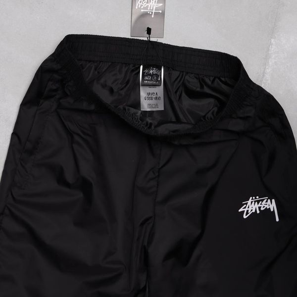Мужские штаны Stussy черные Брюки Стусси из плащевки на резинке Ads-197 фото