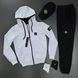 Чоловічий спортивний костюм Stone Island з капюшоном на блискавці білий Комплект Стон Айленд Толстовка Штани Кепка Хар-532 фото 1