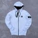 Чоловіча кофта Stone Island білий Зіп худі Стон Айленд на блискавці з патчем Хар-753 фото 1