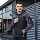 Чоловіча куртка із Soft Shell з капюшоном чорна з сірим Вітровка демісезонна на флісі Pobe-Korol' Lev 3 фото 2