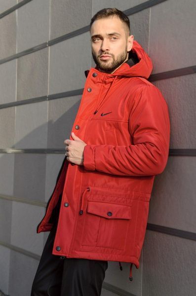 Чоловіча зимова парка Nike червона з капюшоном Куртка Найк Intr-1591254782 фото