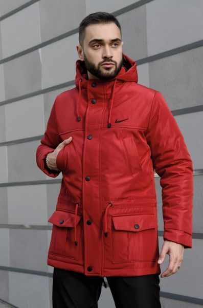 Чоловіча зимова парка Nike червона з капюшоном Куртка Найк Intr-1591254782 фото