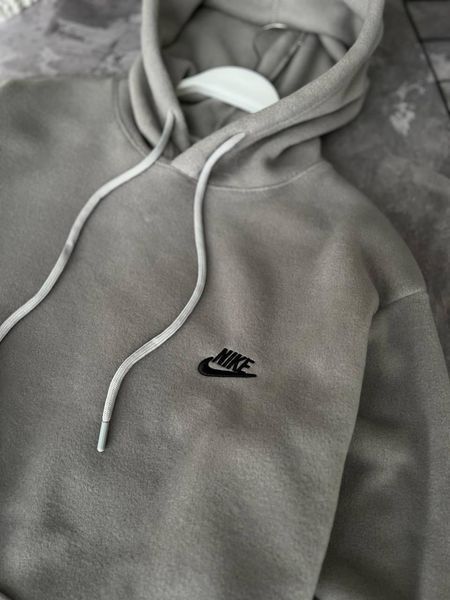 Мужской зимний спортивный костюм Nike серый Комплект Найк плюшевый Худи Штаны Моло-89-02 фото
