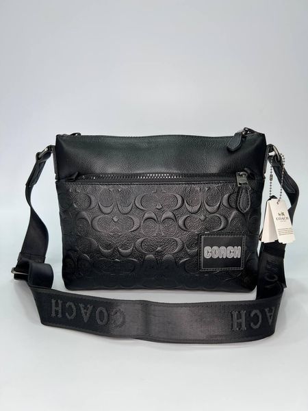 Сумка крос-боді чоловіча Coach чорна Барсетка через плече Коач Cap-3071 фото