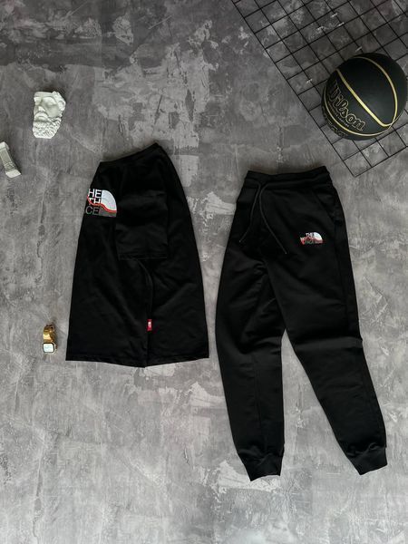 Чоловічий літній костюм The North Face Футболка Штани чорний Комплект ТНФ Моло-11-458 фото