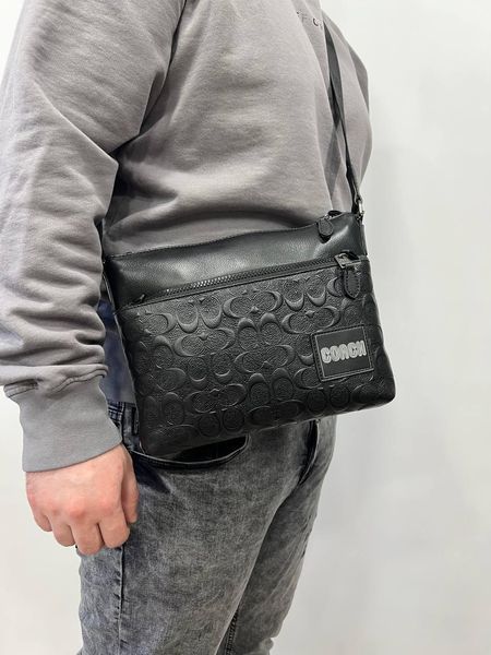 Сумка крос-боді чоловіча Coach чорна Барсетка через плече Коач Cap-3071 фото