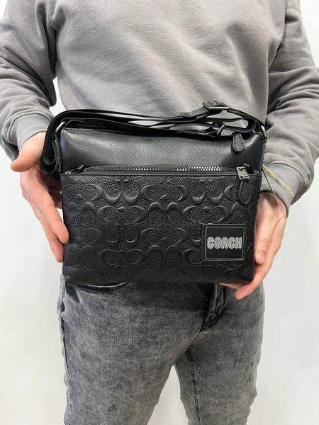 Сумка крос-боді чоловіча Coach чорна Барсетка через плече Коач Cap-3071 фото