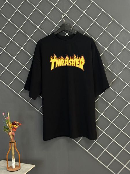 Мужская футболка оверсайз Thrasher черная Тенниска Трешер Rap-RD376 фото