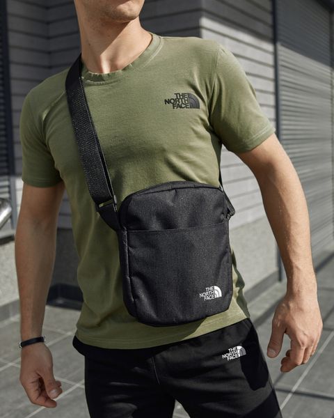 Мужской летний костюм The North Face Футболка Шорты Барсетка хаки с черным комплект ТНФ Intr-9918332981 фото
