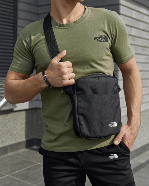 Мужской летний костюм The North Face Футболка Шорты Барсетка хаки с черным комплект ТНФ Intr-9918332981 фото
