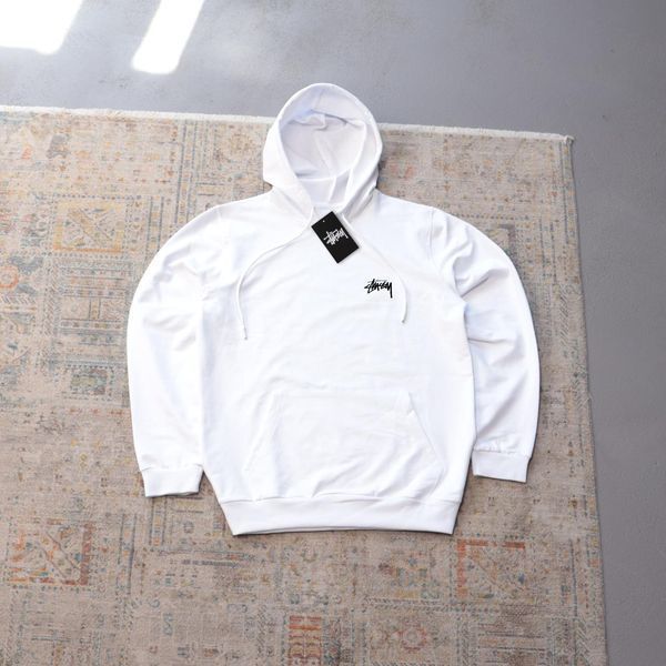 Мужское худи Stussy белое Кофта с капюшоном Стуси Перчатки Ads-431 фото