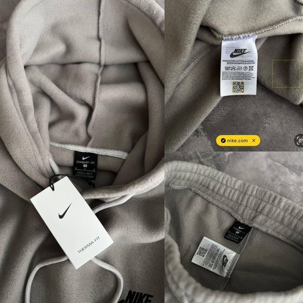 Мужской зимний спортивный костюм Nike серый Комплект Найк плюшевый Худи Штаны Моло-89-02 фото