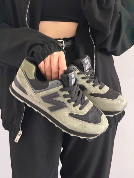 Мужские кроссовки New Balance 574 замшевые хаки Arm-A574-41 (коп1) фото