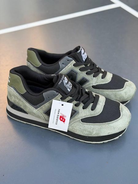 Мужские кроссовки New Balance 574 замшевые хаки Arm-A574-41 (коп1) фото