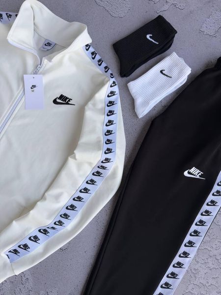 Чоловічий спортивний костюм Nike з лампасами молочний Комплект Найк без капюшона Хар-738 фото