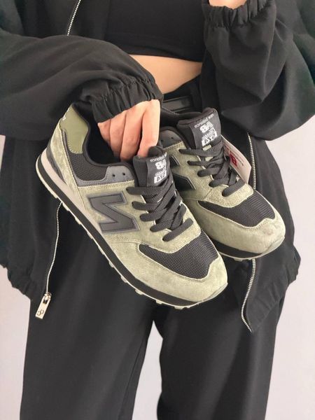 Мужские кроссовки New Balance 574 замшевые хаки Arm-A574-41 (коп1) фото