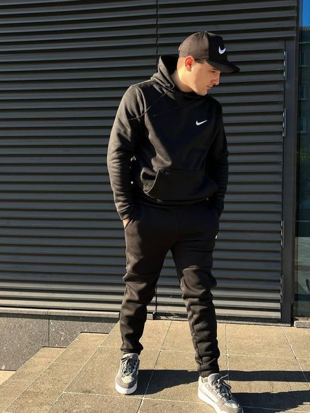 Мужской зимний спортивный костюм Nike черный Комплект Найк с капюшоном Мой-10 5 фото