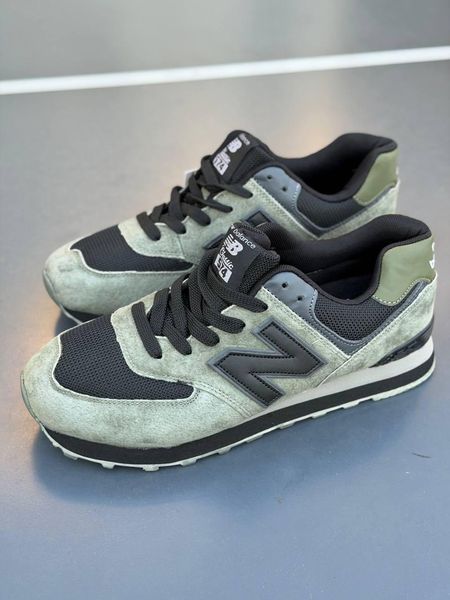 Мужские кроссовки New Balance 574 замшевые хаки Arm-A574-41 (коп1) фото