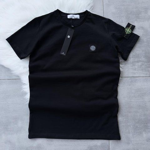 Чоловіча футболка Stone Island чорна з патчем Теніска Стон Айленд Мой-127|Хар-844 (коп2) фото