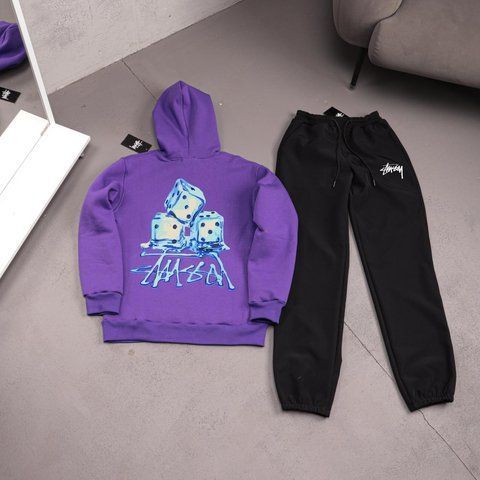 Мужской зимний спортивный костюм Stussy фиолетовый Комплект Стусси Худи Штаны плащевка Ads-546 фото