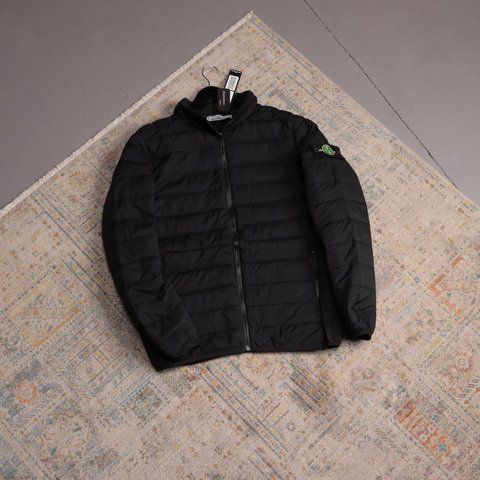 Мужская ветровка Stone Island с капюшоном черная Ветровка Стон Айленд с патчем весенняя Ads-56 фото