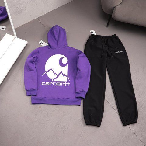Мужской зимний спортивный костюм Carhartt фиолетовый Комплект Кархарт Худи Штаны плащевка Ads-555 фото