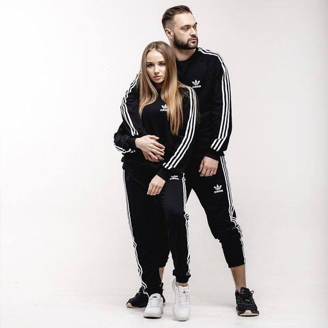 Парный спортивный костюм Adidas черный Хар-836 фото