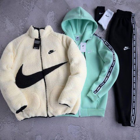 Мужской спортивный костюм Nike 3в1 мятный Комплект Найк Худи Штаны Куртка Хар-718 фото