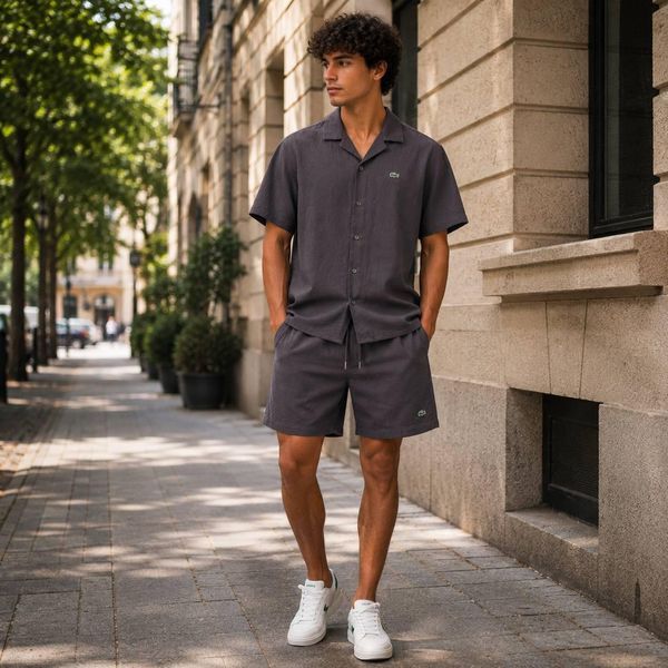Чоловічий лляний костюм Lacoste коричневий Sta-224-коп фото