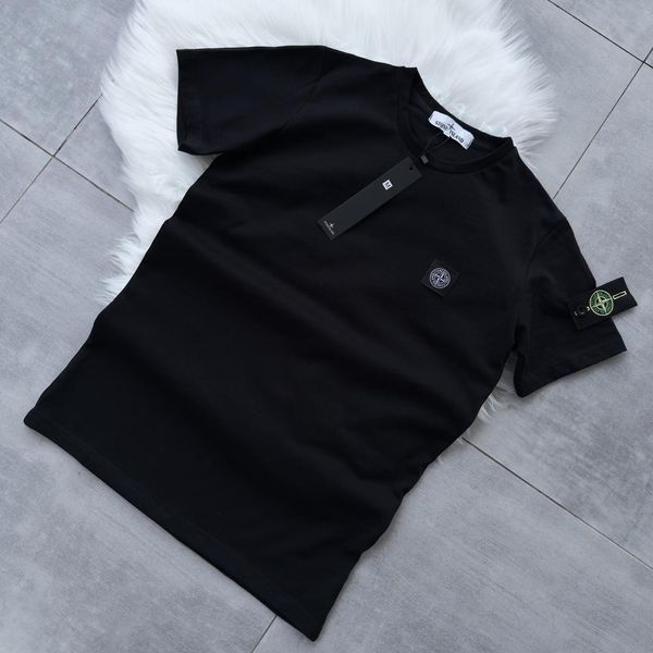 Мужская футболка Stone Island черная с патчем хлопковая Тениска Стон Айленд Мой-127|Хар-844 (коп2) фото