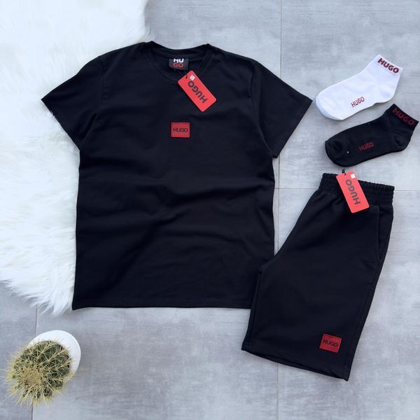 Мужской спортивный костюм Hugo Boss 8в1 черный Комплект Хьюго Босс Костюм Жилетка Футболка Шорты Кепка Хар-635 фото