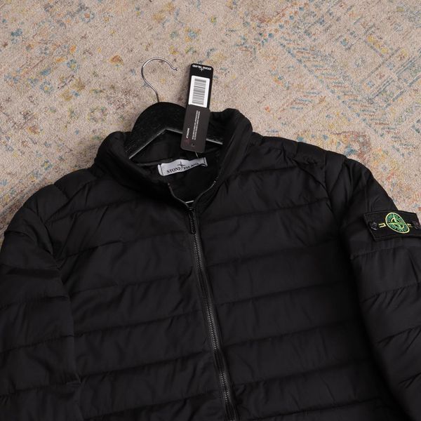 Чоловіча вітровка Stone Island з капюшоном чорна Вітровка Стон Айленд з патчем весняна Ads-56 фото