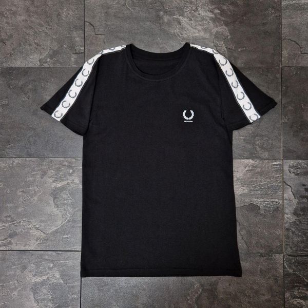 Мужская футболка Fred Perry белая с лампасами Фред Перри Will-FP0013 фото