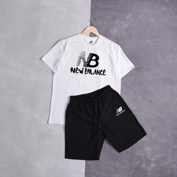 Мужской летний костюм New Balance Футболка Шорты белый Комплект Нью Беланс Ads-323 фото