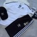 Чоловічий літній костюм Adidas Футболка Шорти Кепка білий з чорним Комплект Адідас Хар-870 фото 2