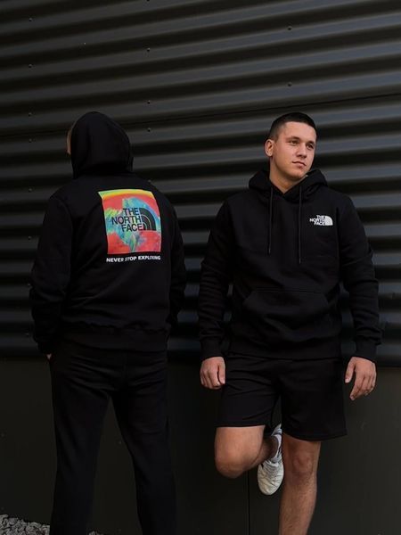 Мужская зимняя кофта The North Face черная Худи ТНФ с принтом Glad-3 фото